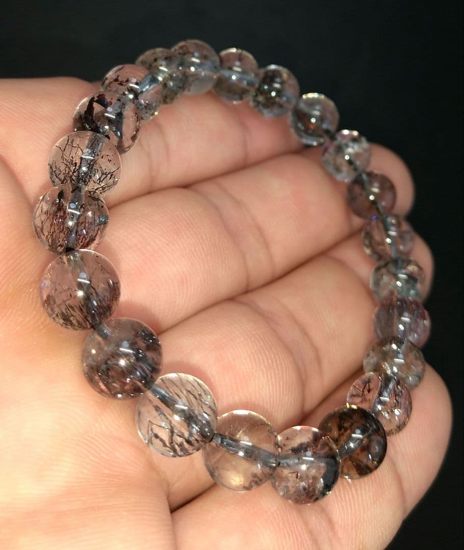 【良質,小粒】ブラックスーパーセブン　８㎜　ブレスレット　美品　希少　透明　雲母