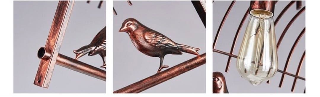 鳥モチーフのブロンズペンダントライト