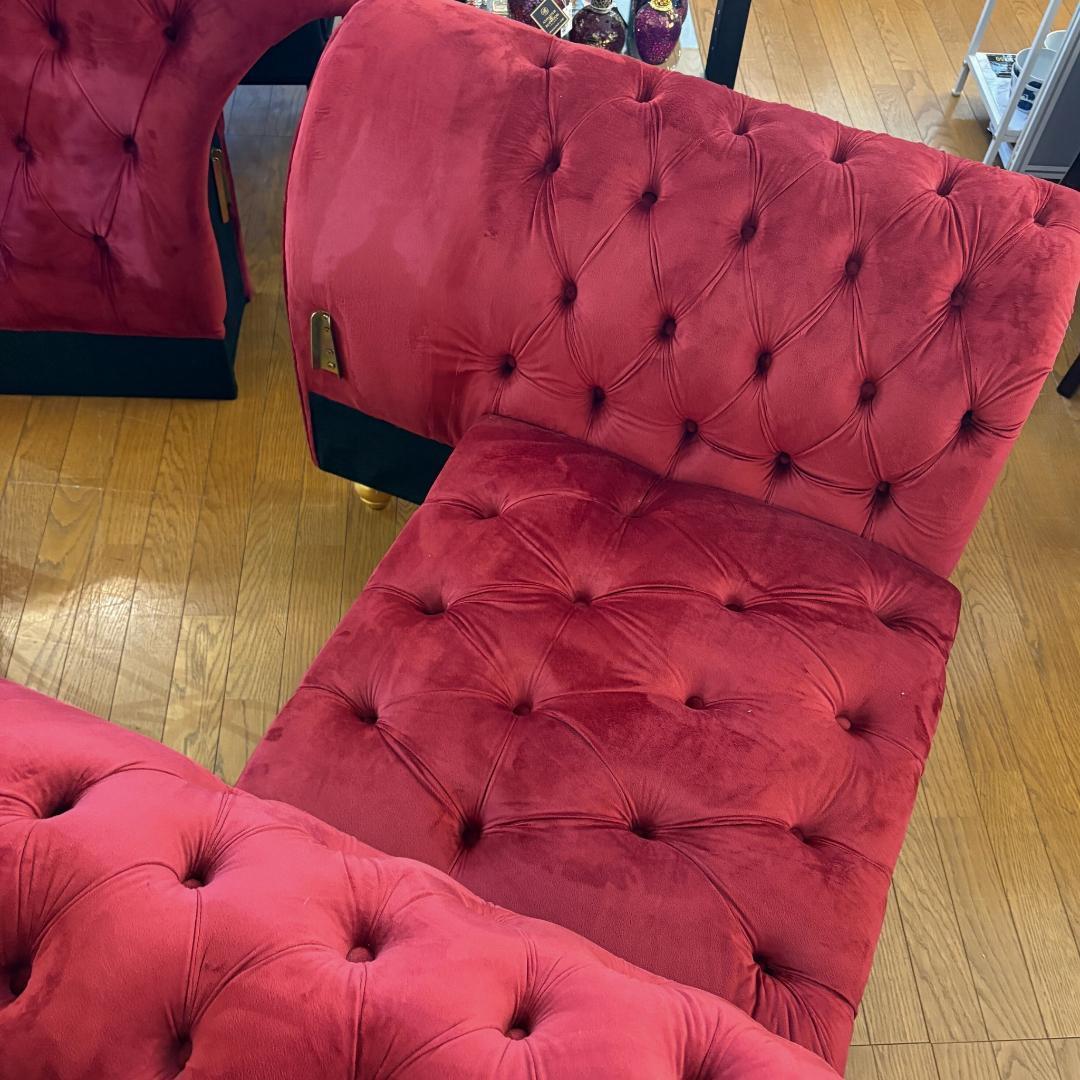1Pベルベットソファ シングルソファ 赤 レッド インテリア 143-028