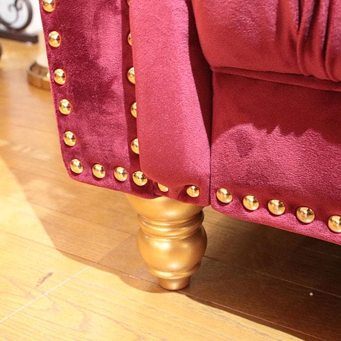 1Pベルベットソファ シングルソファ 赤 レッド インテリア 143-028