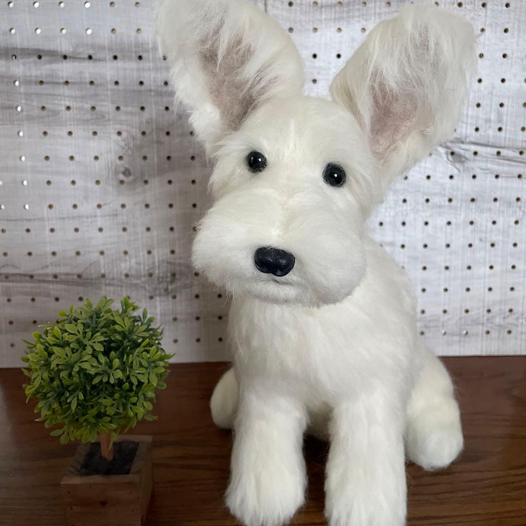羊毛フェルト ミニチュアシュナウザー 白シュナちゃん Lサイズ - メルカリ