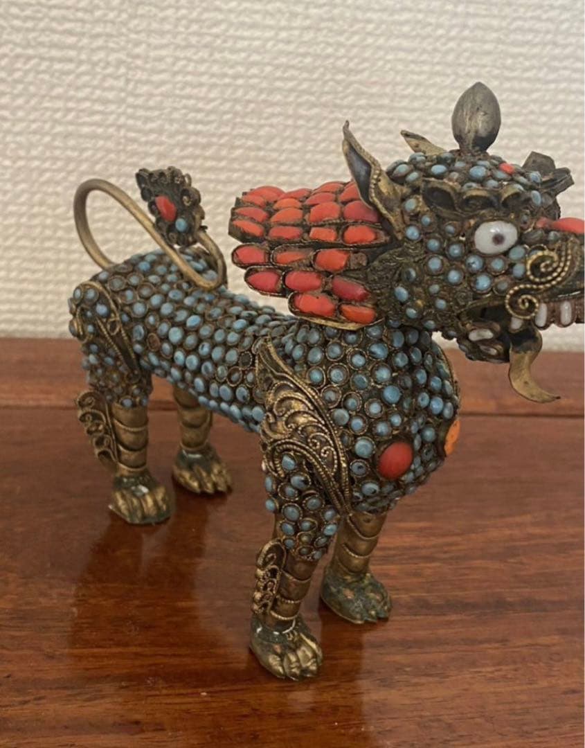 中国緣起物  麒麟置物  铜製民国唐物