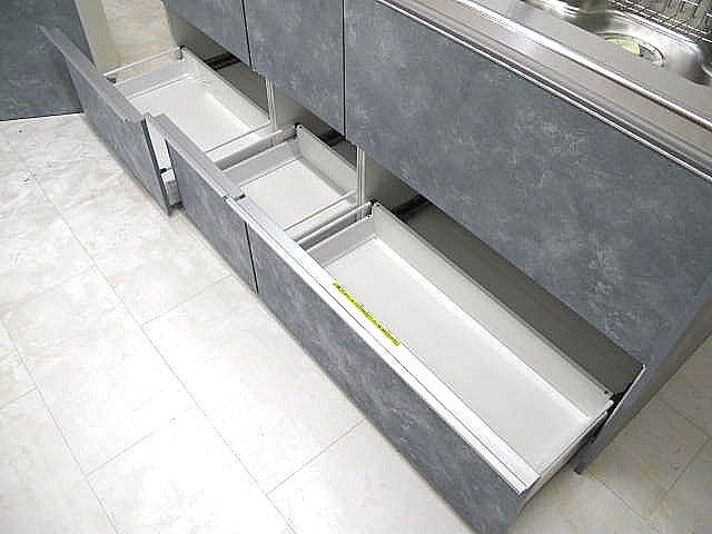 【展示品】クリナップ ラクエラ システムキッチン W212ｃｍ（約）石目調グレー
