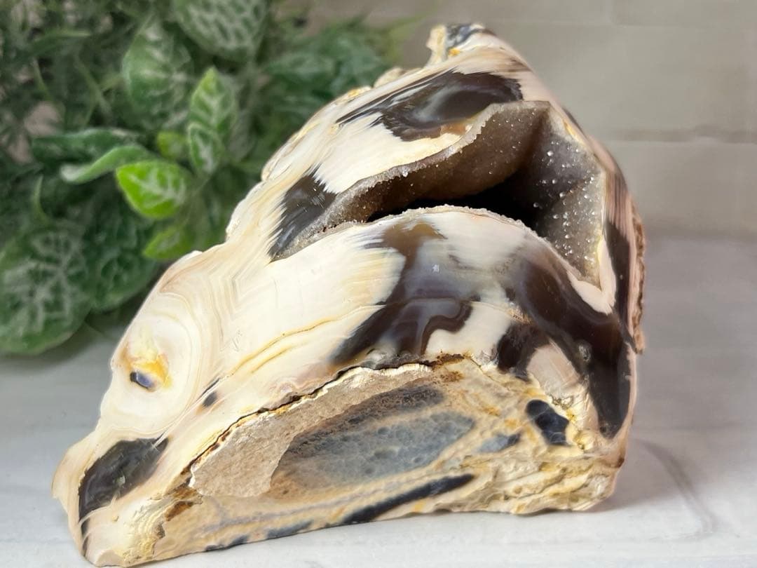 大サイズ　瑪瑙　アゲート ジオード　原石　晶洞　置物