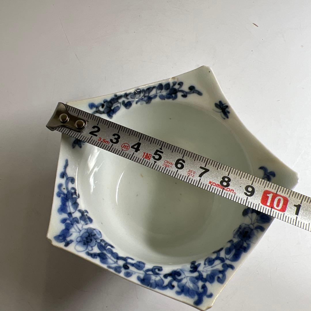 江戸中期 藍柿右衛門花唐草向付六客 木箱付 幅約10.5㎝東Y8-0123☆2F