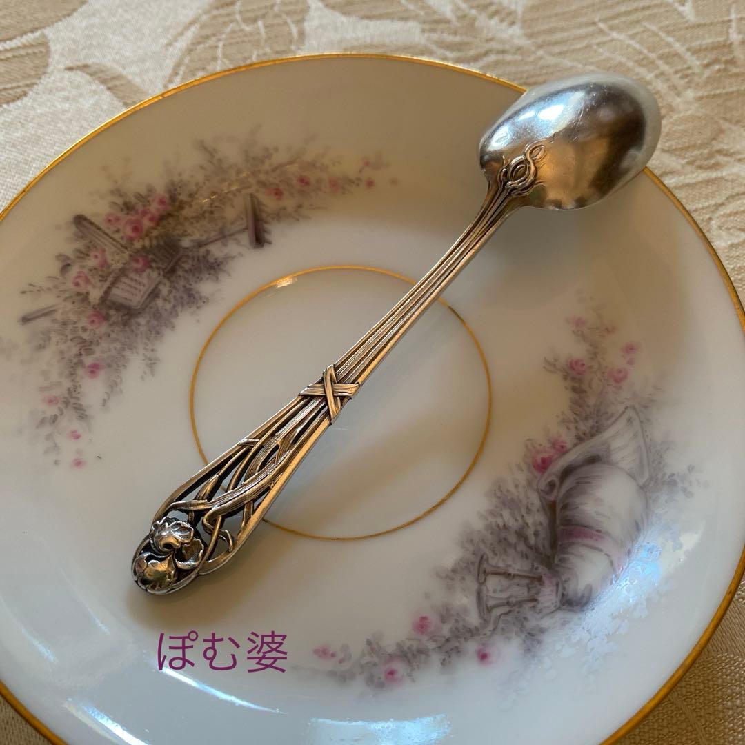 【フランス／Henin & Cie】純銀／コーヒースプーン １本 「アイリス」