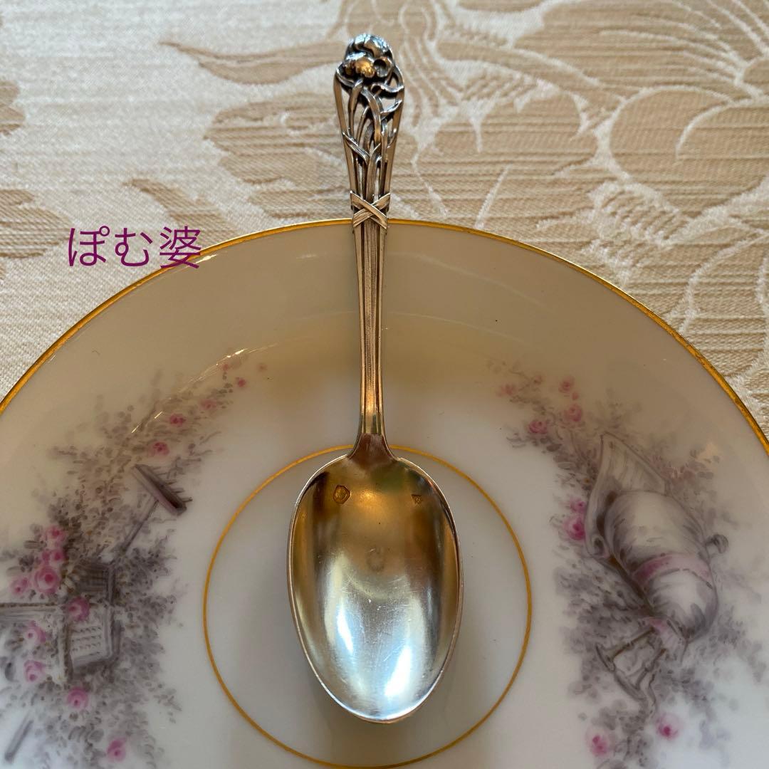 【フランス／Henin & Cie】純銀／コーヒースプーン １本 「アイリス」
