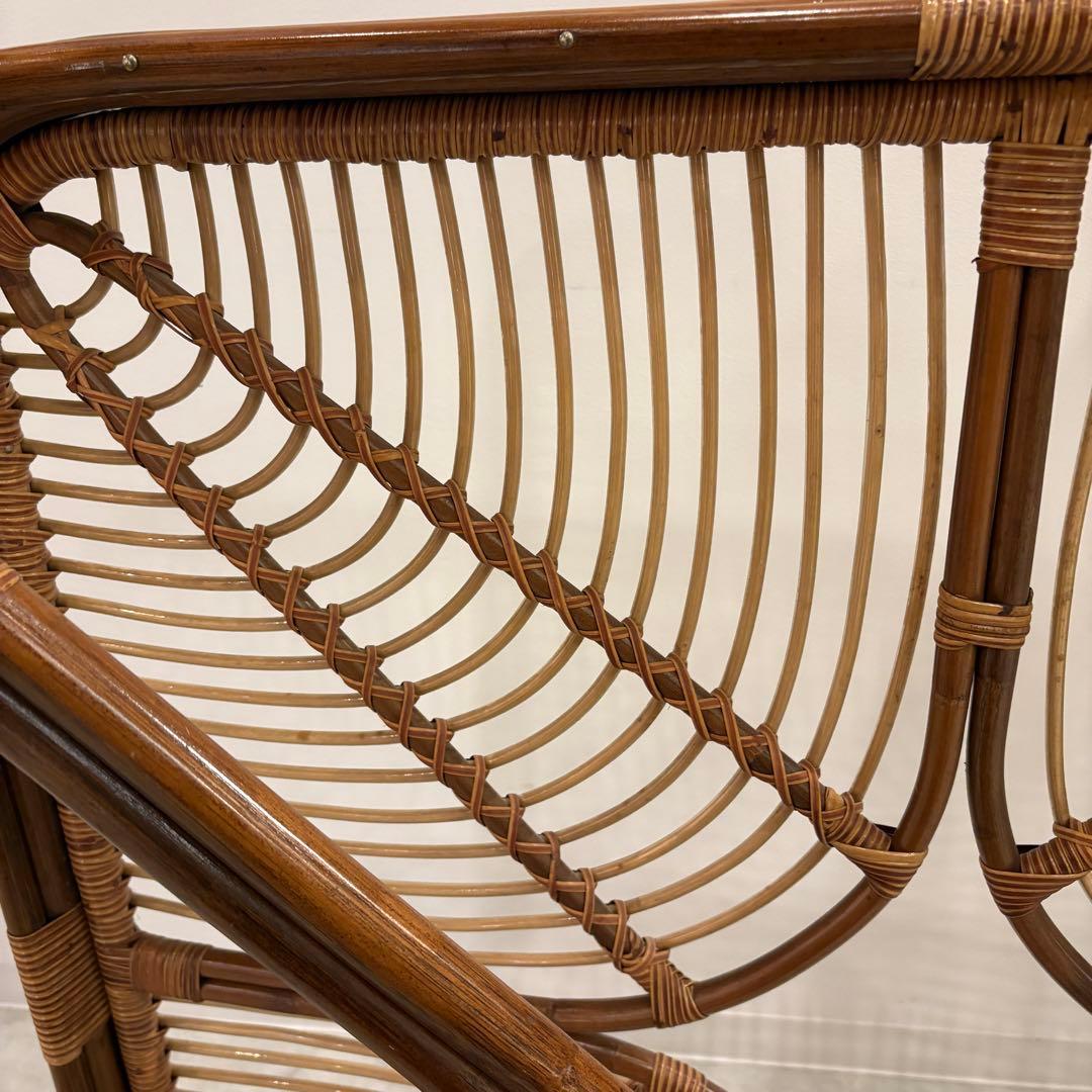 ラタン　ローテーブル　ガラス天板　美品