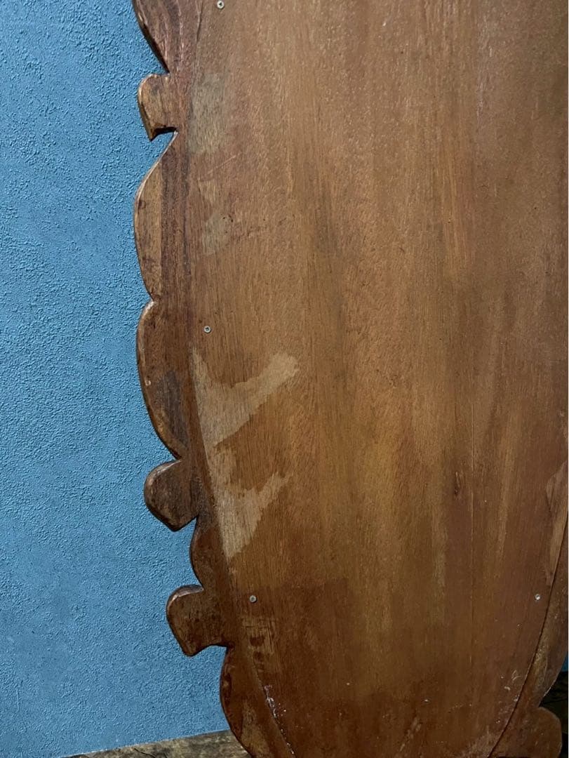 S-fam＊大きめ 木彫り 壁掛けミラー 鏡 インテリア アンティーク