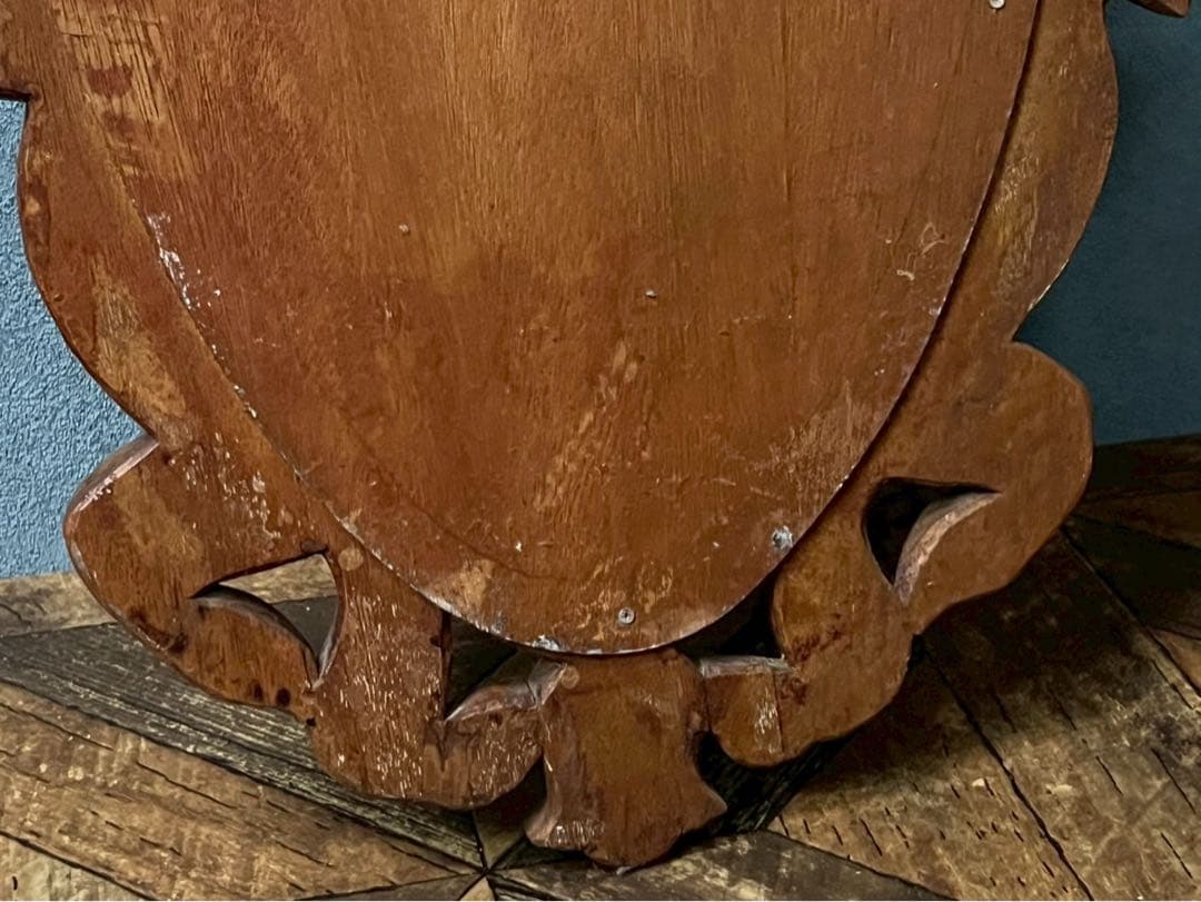 S-fam＊大きめ 木彫り 壁掛けミラー 鏡 インテリア アンティーク