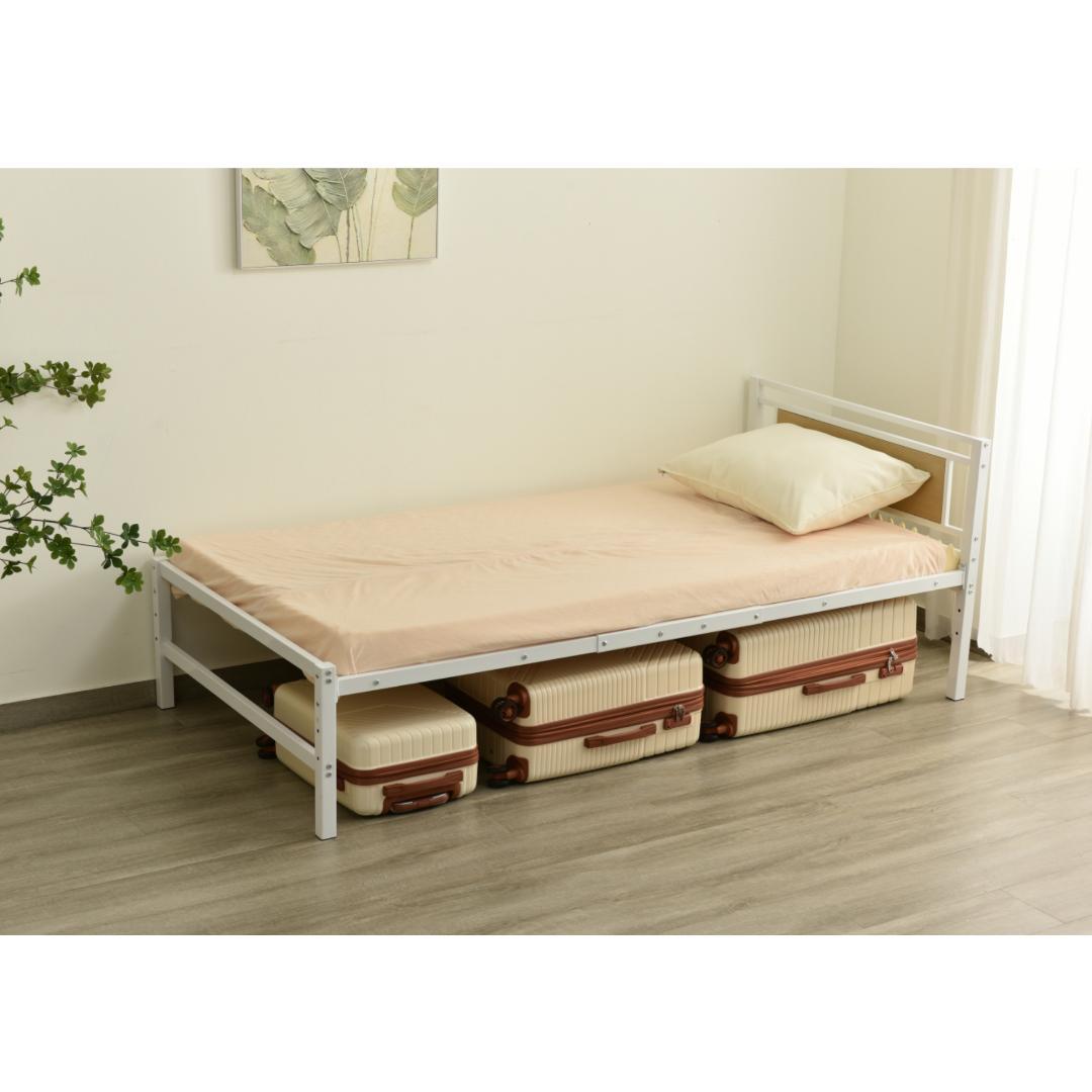 パイプベッド シングル ベッド 宮 三段階高さ調整可 スチール 耐震 ベッド