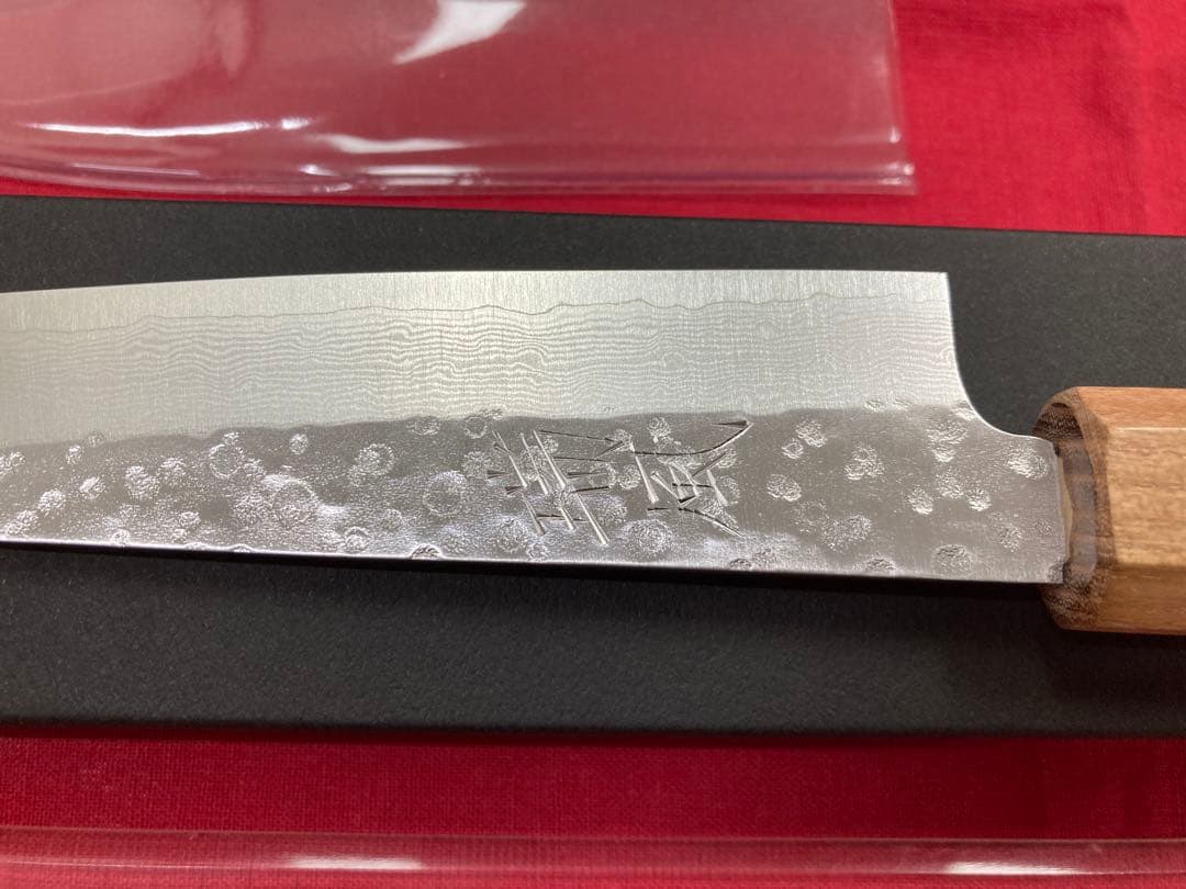 越前打刃物 黒崎真作 ペティナイフ 瑞風 ダマスカス33層仕上げ 135mm