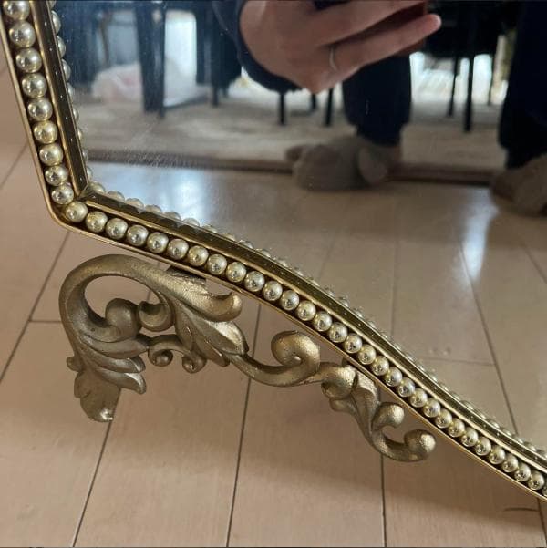 ゴールド　壁掛け鏡　鏡　アンティーク　ミラー　アンティークミラー