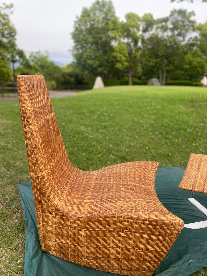 希少✨アジアンファニチャーの天然ラタンチェア　オットマン別売り