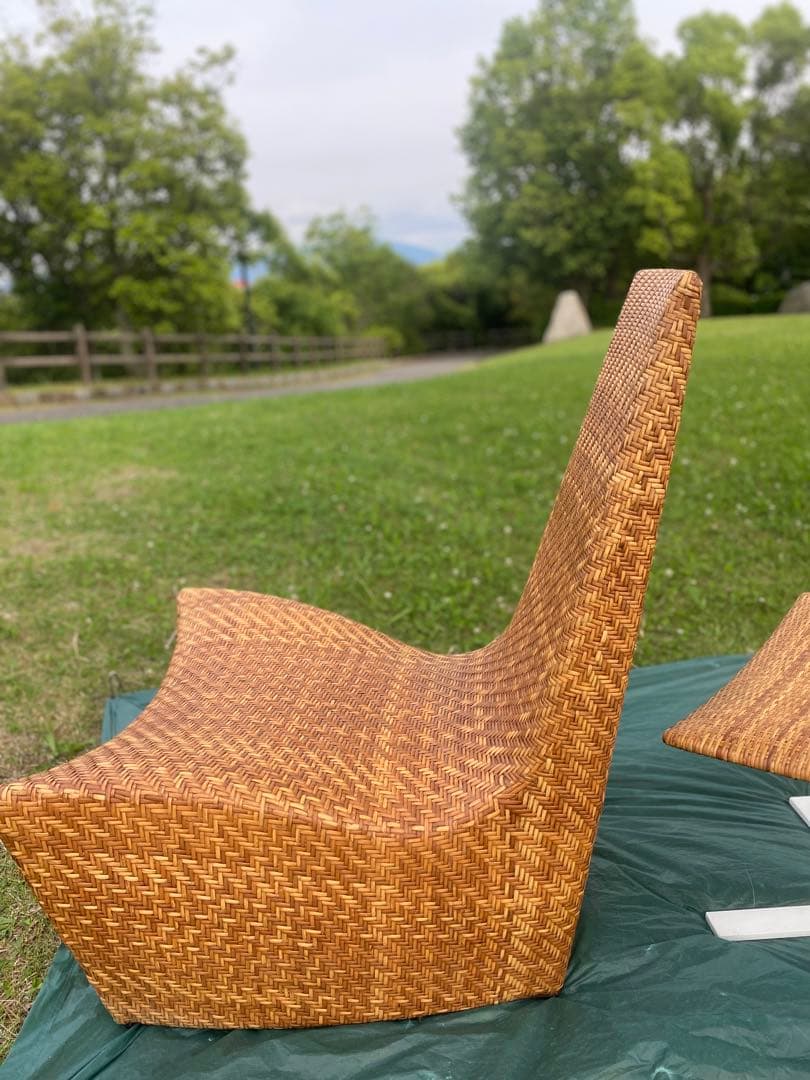希少✨アジアンファニチャーの天然ラタンチェア　オットマン別売り