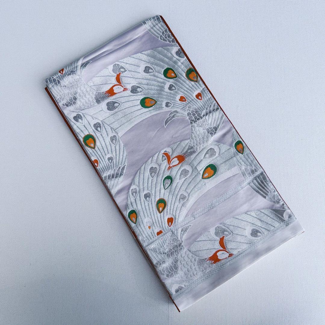 セット　七五三７歳女の子　着物＆袋帯＆袖なし長襦袢＆小物　青　蝶バラ金糸　孔雀