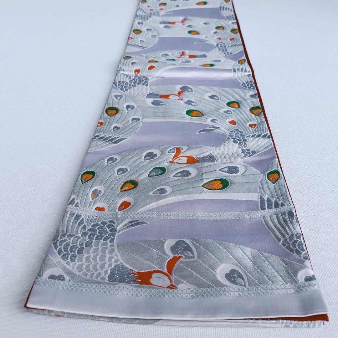 セット　七五三７歳女の子　着物＆袋帯＆袖なし長襦袢＆小物　青　蝶バラ金糸　孔雀