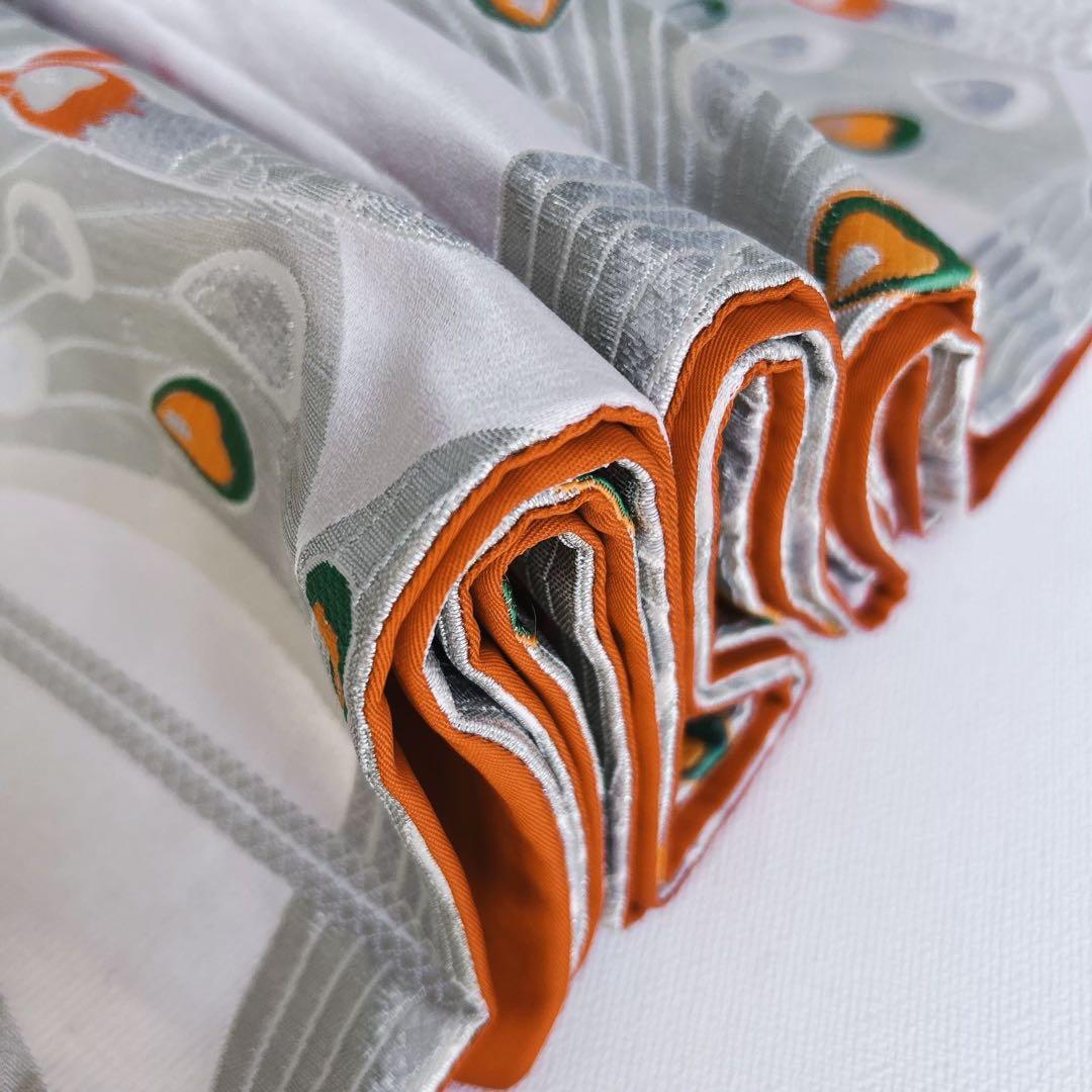 セット　七五三７歳女の子　着物＆袋帯＆袖なし長襦袢＆小物　青　蝶バラ金糸　孔雀