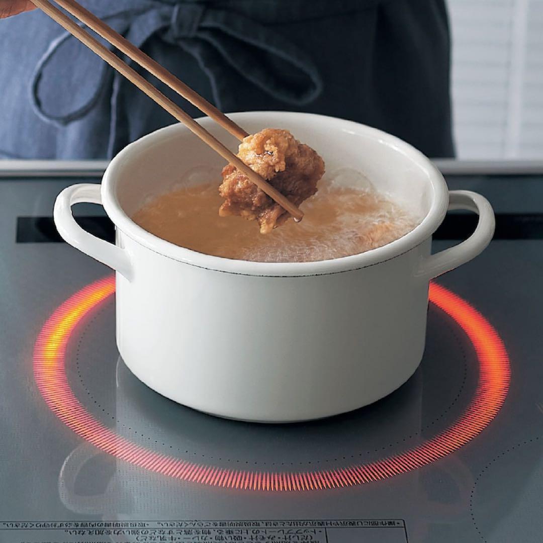 ネイビーブルー　油ろ過フィルター（大）使用のＩＨ対応ホーローあげ天ポット日本製