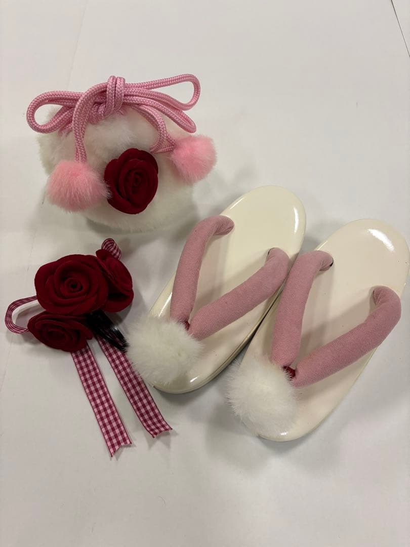 七五三　女の子　着物被布セット　SEIKO MATUDA 薔薇　リボン