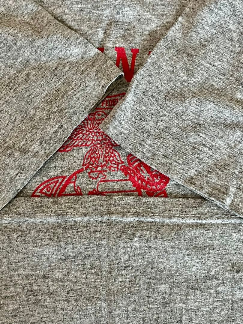 90's U.S.M.C. 油性プリント 霜降りグレー 袖シングル Teeシャツ