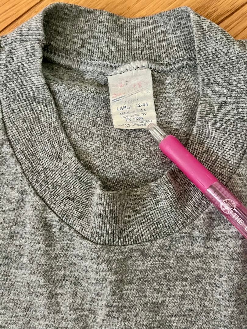 90's U.S.M.C. 油性プリント 霜降りグレー 袖シングル Teeシャツ