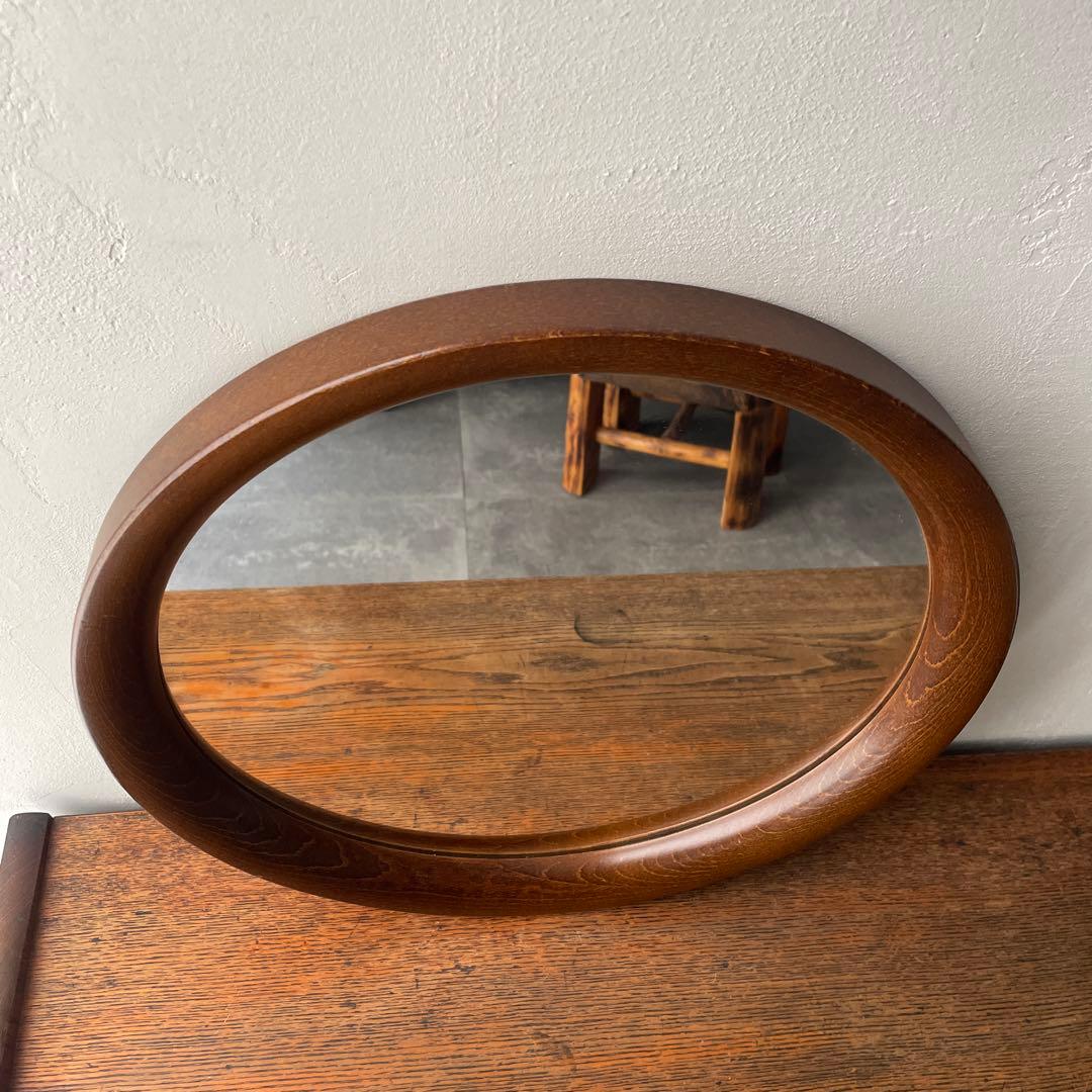 柳宗理　秋田木工　木製　壁掛けミラー　壁掛け鏡 円形　直径約40cm