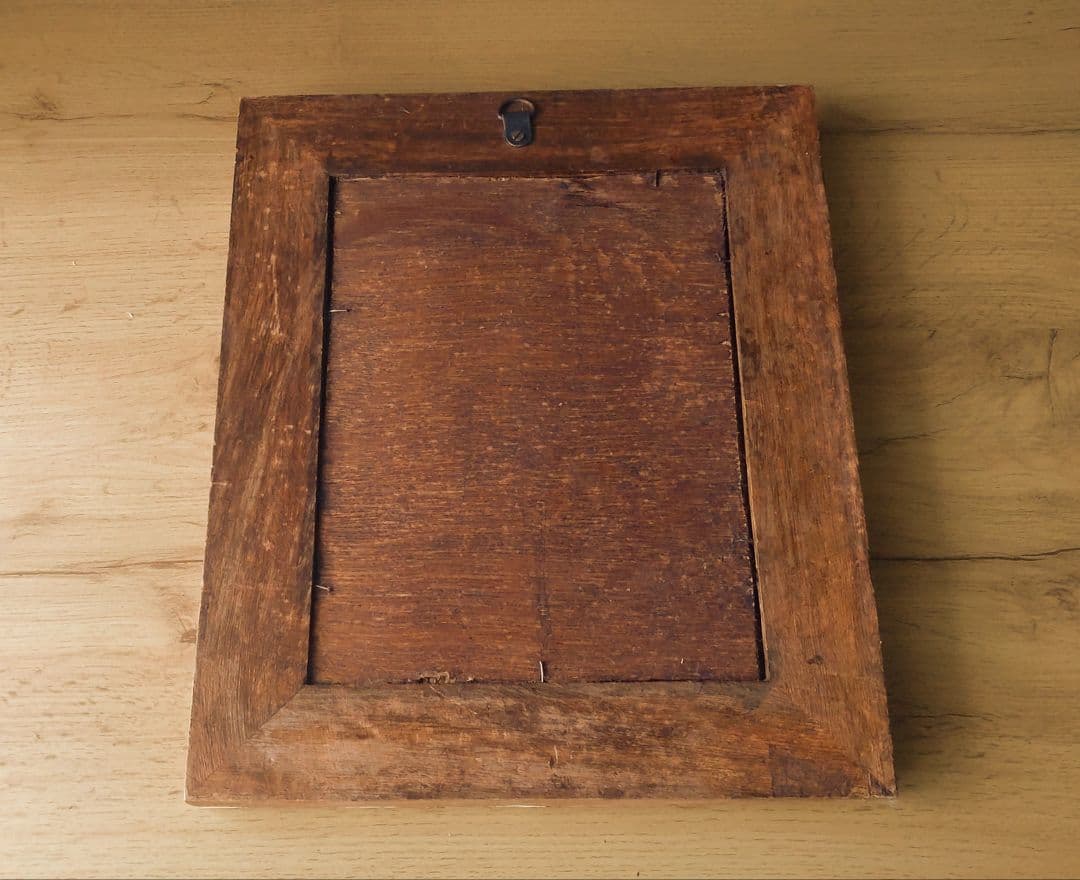 アンティーク　マジョリカタイルミラー　壁掛け鏡　アンティークミラー　レトロ