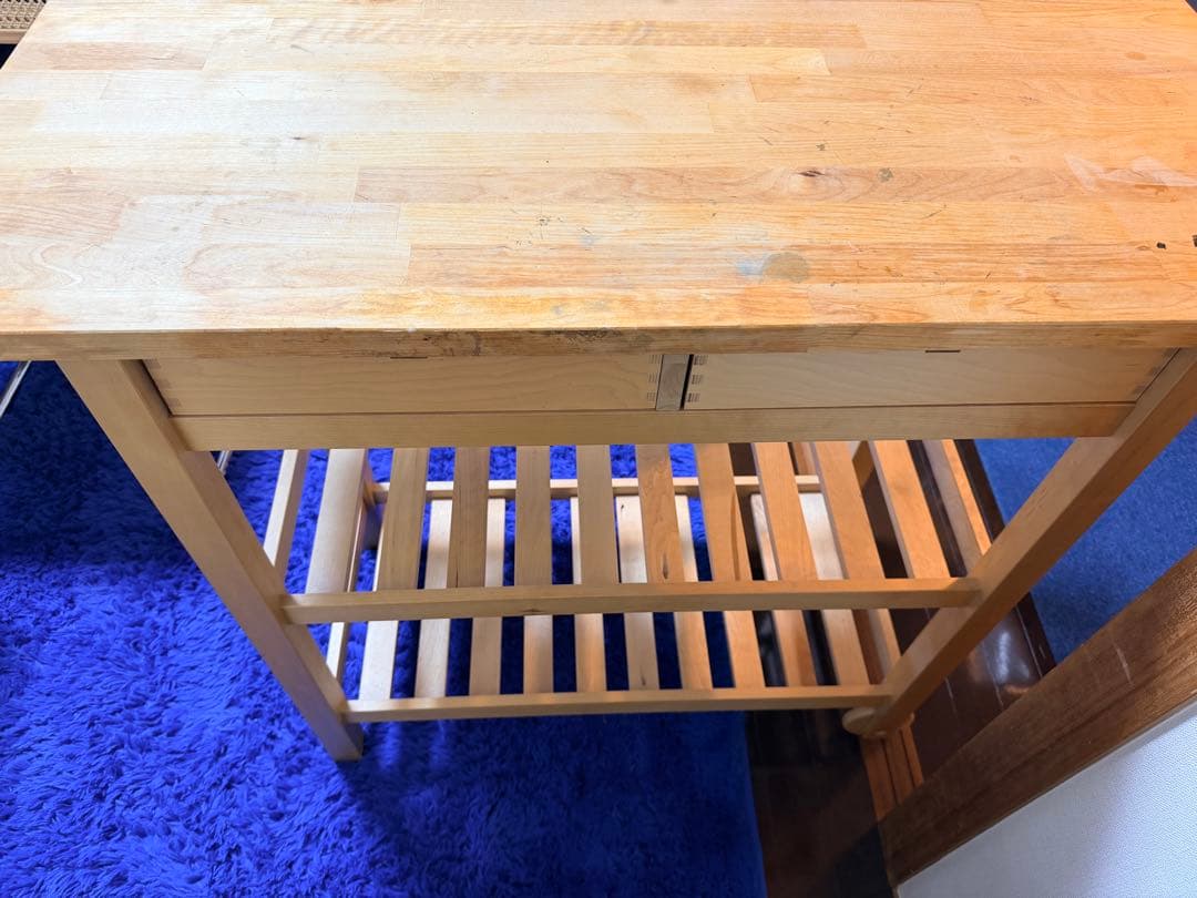 IKEA フォルホイヤ キッチントロリー 作業台 無垢材 引き出し付き