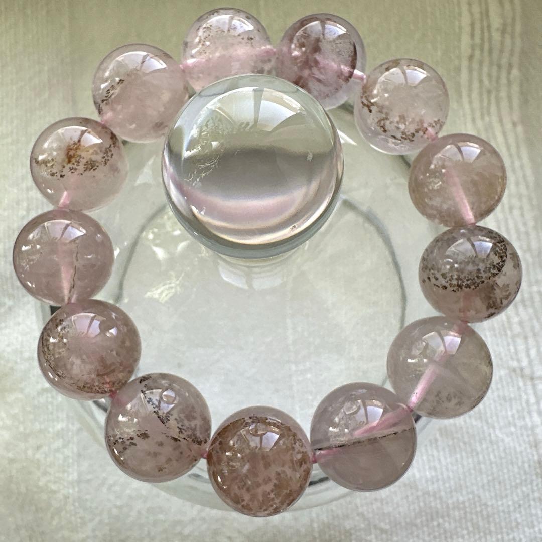 可愛い❢大珠デンドリティックローズクォーツブレス❥