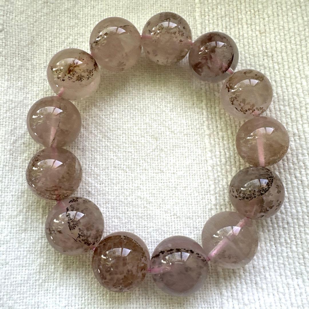 可愛い❢大珠デンドリティックローズクォーツブレス❥