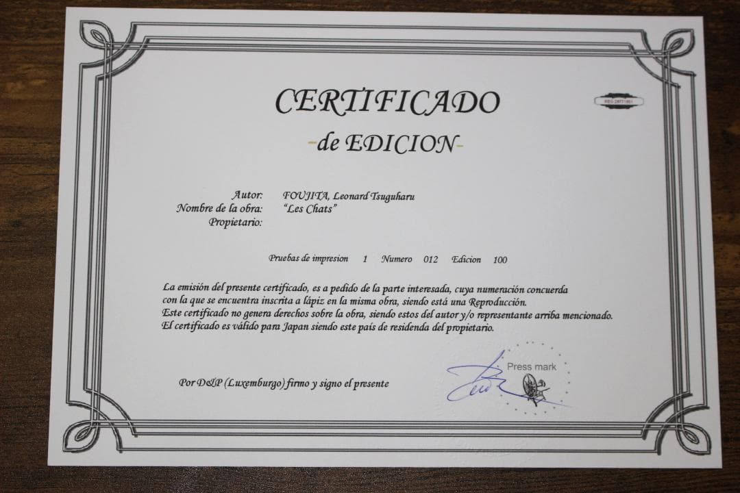 藤田嗣治 リトグラフ 猫十態より「眠る猫」 100部限定 12/100 - メルカリ