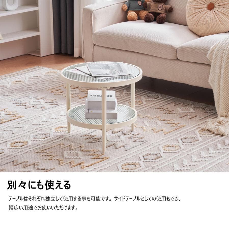 新品ガラステーブル 2点セット センターテーブル ローテーブル 1635-160