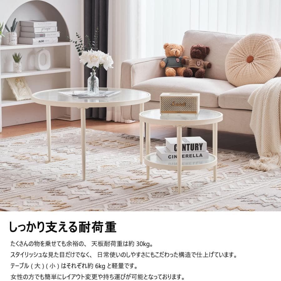 新品ガラステーブル 2点セット センターテーブル ローテーブル 1635-160