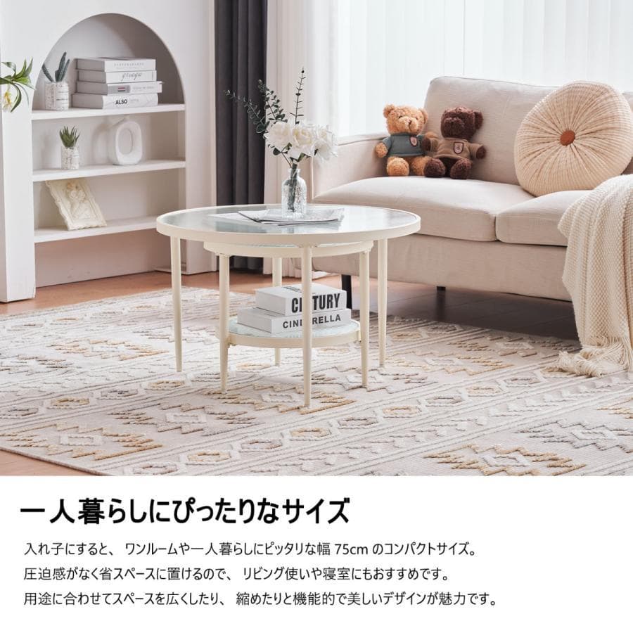 新品ガラステーブル 2点セット センターテーブル ローテーブル 1635-160