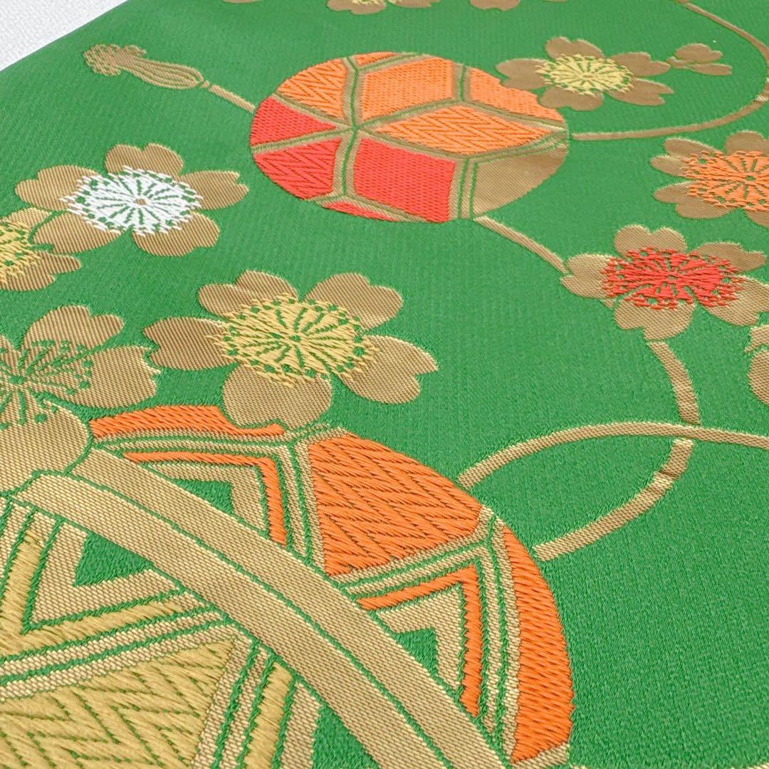 フルセット　七五三７歳女の子　赤黒地絹毬牡丹　新品袋帯緑地　簡単半襟　7126