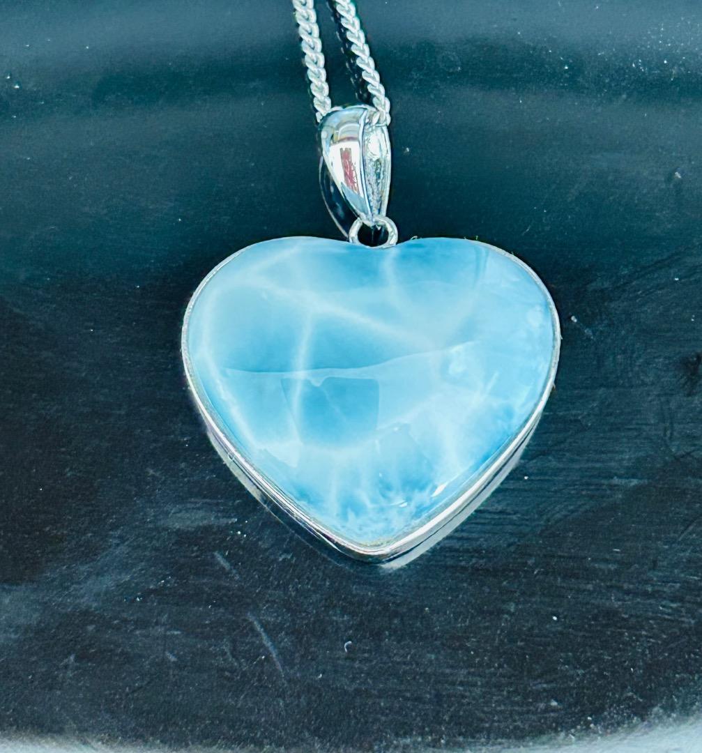 ラリマー ハート型ペンダント