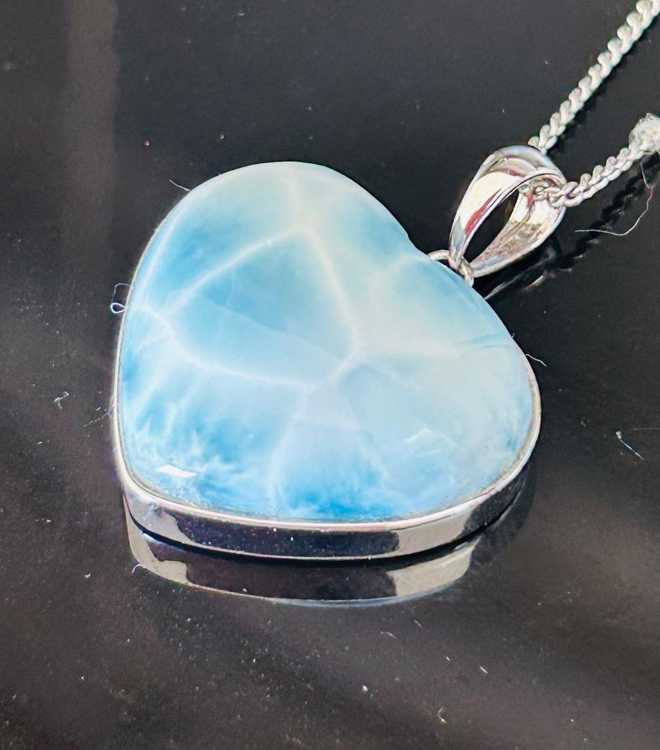 ラリマー ハート型ペンダント