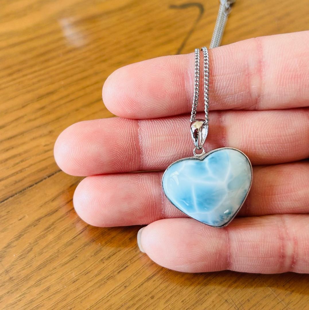 ラリマー ハート型ペンダント