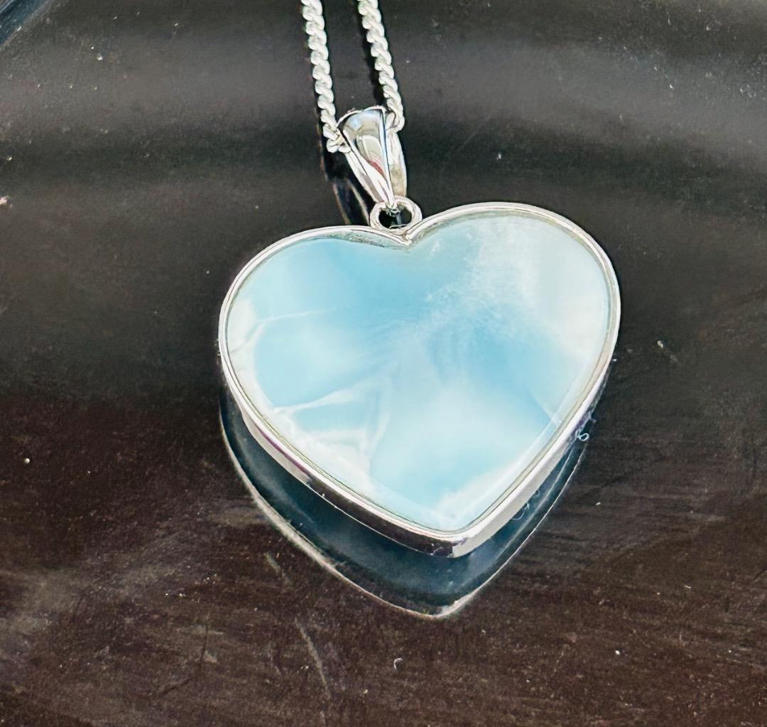 ラリマー ハート型ペンダント