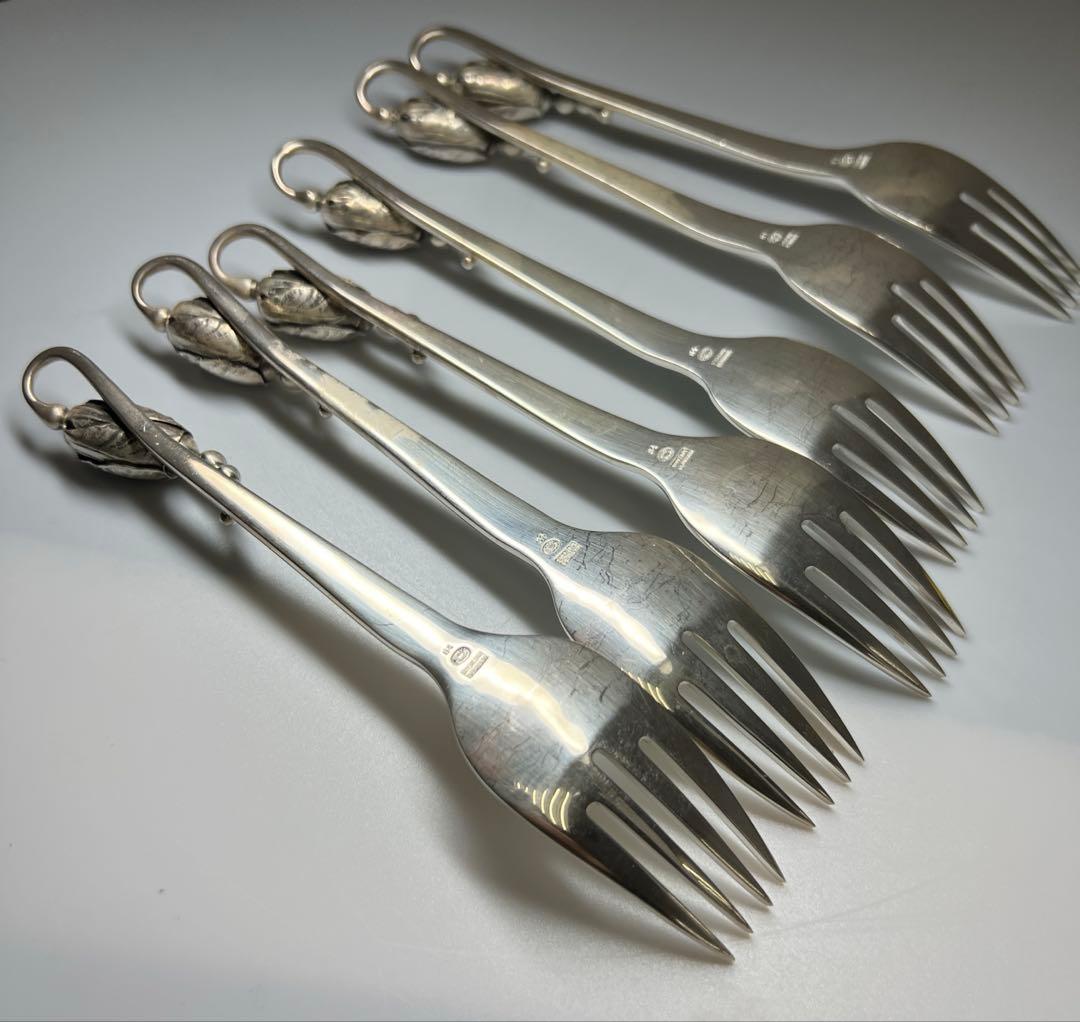 ジョージジェンセン　ブロッサムsterling925 ディナーフォーク6本　袋付