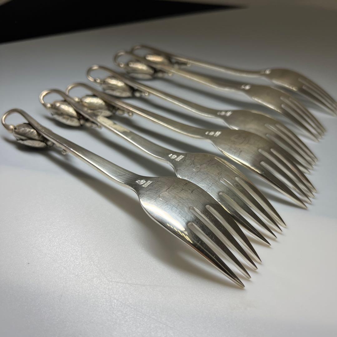 ジョージジェンセン　ブロッサムsterling925 ディナーフォーク6本　袋付