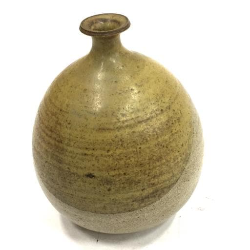 日展作家 日展会友 笠間焼 【中野晃嗣】 鉄絵 草文様 花瓶 花入れ 美品