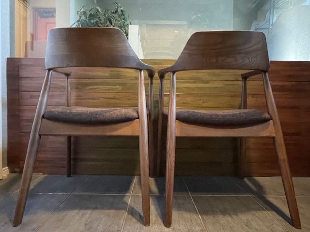 こんねこん12■タモ無垢材/天然木 アームチェア/ダイニングチェア■A