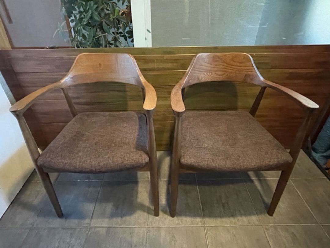 こんねこん12■タモ無垢材/天然木 アームチェア/ダイニングチェア■A