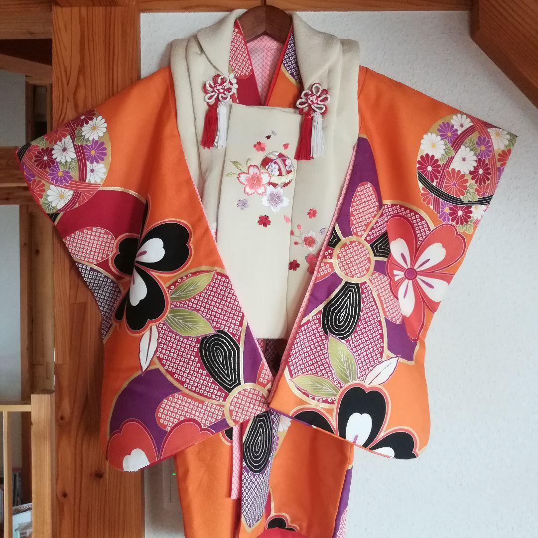 七五三　女の子　3歳　着物フルセット　レトロモダン