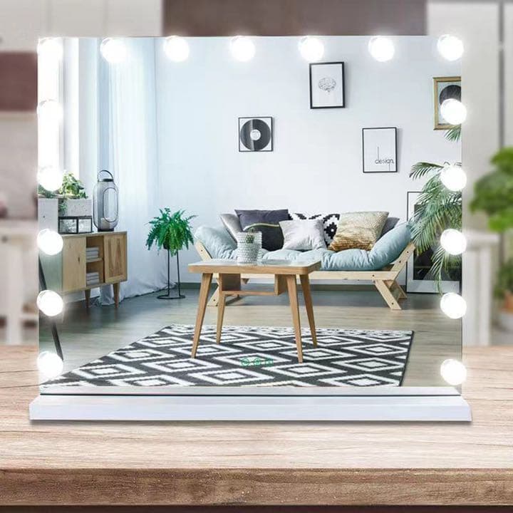 女優ミラー 人気 LED ハリウッドミラー 電球風　ホワイト　60*50cm