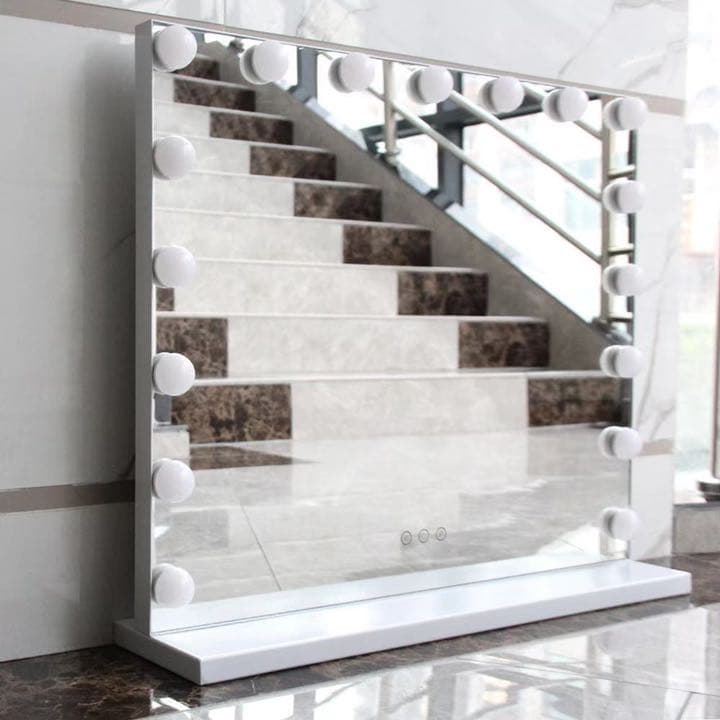 女優ミラー 人気 LED ハリウッドミラー 電球風　ホワイト　60*50cm