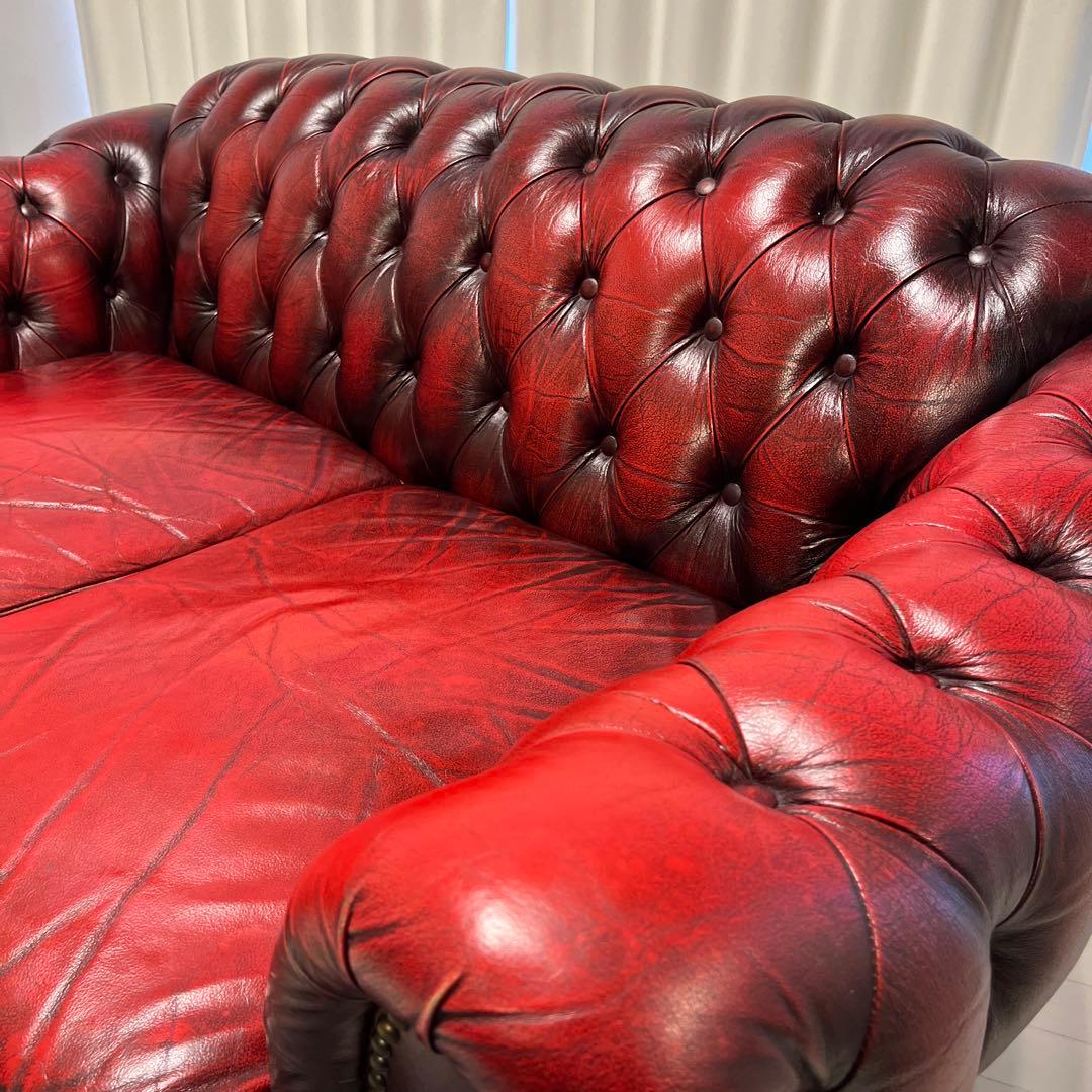 チェスターフィールド　ソファ　2人掛け　本革　ヴィンテージ