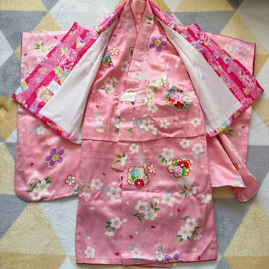 【pink feminine】七五三 3歳 　女の子　着物・襦袢・被布セット